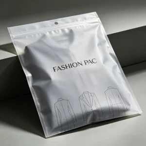 Resealable Frosted Ziplock Bags for Apparel Transparent Plastic Packaging with Clothing Prints for Boutique Brands