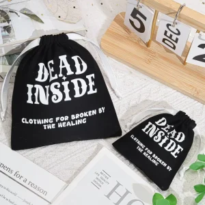 Reusable Black Canvas Lady Dress Drawstring Packaging Pouch Custom Logo Printed Cotton Makeup Storage Dust Bag