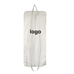 Reusable Custom Suit Dress Dust Proof White Gown Cover Zipper Cotton Canvas Garment Bag Hanging Logo