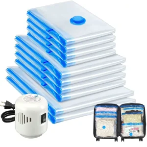Reusable Eco-Friendly Lightweight Space Saver Vacuum Compression Storage Bags Pump Organizer Clothing Bedding Travel Use