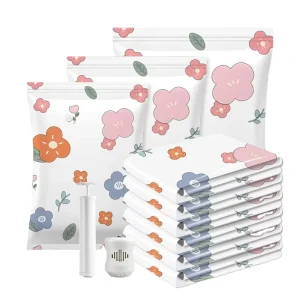 Reusable Foldable Plastic Vacuum Storage Bags Hand Pump Space Saving Waterproof 35L Capacity for Clothing Bedding Organization