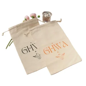 Reusable Recyclable Organic Cotton Drawstring Bag for Shoes Clothes Pillow Packaging Bulk Custom Printed Travel Dust Pouch