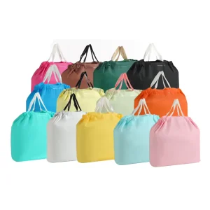 Reusable Thicken Plastic Take Out Food Drawstring Packaging Bag Blank Colors Waterproof and Durable Drawstring Bags with Handles