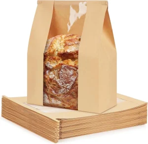 Self-Adhesive Biodegradable Kraft Paper Food Bag with Twisted Handles Gravure Printing Custom Logo and Color Options
