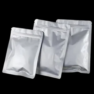 Silver Aluminium Foil Ziplock Pouch Bags Plastic Packaging Flat Bottom Sealing Zipper 7 Mil 8 Mil Aluminum Foil Bag For Food