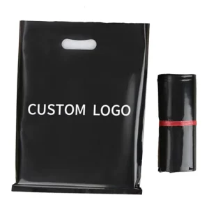 Small Business Available Custom Logo Printed Die Cut Handle Plastic Bags Clothing Black Shopping Plastic Bag With Logo