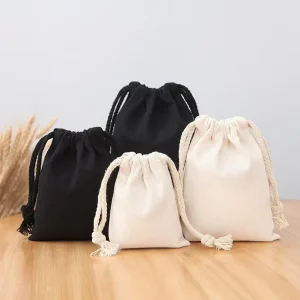 Small Drawstring Dust Bag Girls Hand Bag White Black Drawstring Tote Bag For Groceries