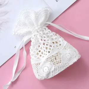 Small Lace Decoration Packaging Drawstring Bag Jewelry Pouch with logo