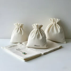 Small Organic Cotton Drawstring Bag Custom Soft Linen Dust Bag For Watch And Jewelry Free Sample Available