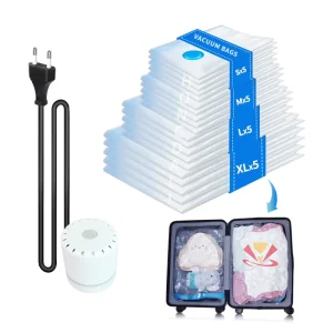 Space Saving Transparent Border Folding Organizer Vacuum Bag for Clothes Bedding Storage Travel Compressed Storage Living Room