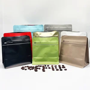 Square Bottom Matte Black Gravure Printed Moisture Proof Coffee Bags 250gr 500gr Reusable Packaging Pouches for Jelly Milk