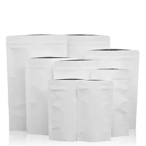 Stand Up White Kraft Paper Food Packaging Doypack Pouches Bags With Matte Window