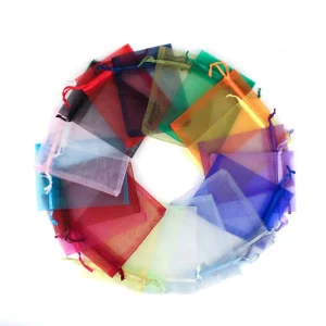 Stock 9×12 5×7 10×15 Jewelry Organza Gift Pouch Drawstring White Large Organza Bags
