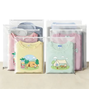 Stock Frosted PE Plastic Resealable Self Adhesive Seal Durable Zipper Bag for Clothing Dresses Garments Travel Business Shipping