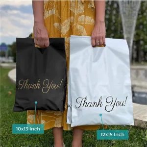 Thank You Handle Poly Mailer STOCK Custom LOGO Biodegradable 10×13 Inch Polymailer Mailing Shipping Packaging Bag with Handle