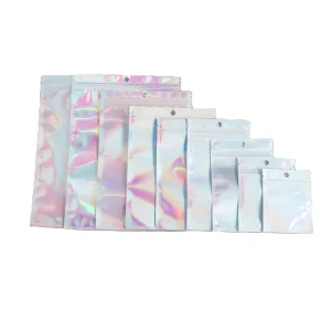 Transparent CPP ZipLock Resealable Recyclable Cosmetic Eyelashes Storage Laser Holographic Packaging Bag