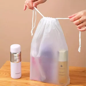 Transparent Clothes Storage Dust Pouch Portable Clear Plastic Pvc Logo Cotton Drawstring Bag Small Travel Shoes Bag