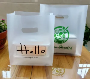Transparent Food Handle Bag Printing Pattern Shopping Mall Milk Shop Takeaway Packaging Degradable Custom Plastic Packaging Bag