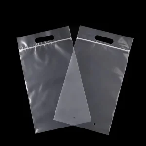 Transparent PE Plastic Ziplock Bag with Handle Hole clear Clothing Packaging Custom logo Transparent Poly Zipper Bag for Garment
