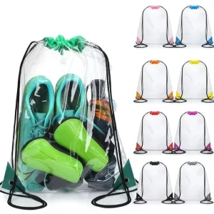 Transparent PVC Drawstring Bag Waterproof Durable Small for Party Favors Gift Packaging