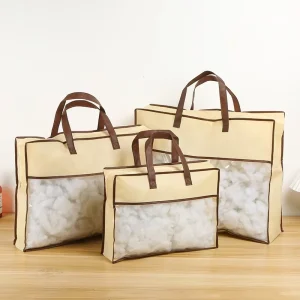 Transparent PVC Quilt Storage Bag Four piece Non Woven Zipper Customizable Bedding Packaging for Home Textile Pillow Secure Home