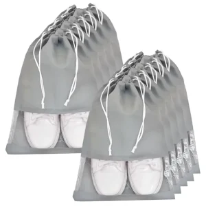 Transparent PVC Shoe Storage Bags with Drawstring Closure Small Size Pack of 10 290g for Travel Unisex