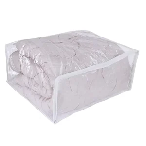 Transparent Zipper Pillow Quilt Bed Sheet Non Woven PVC Plastic Packaging Bag for Blanket