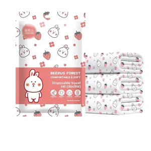 Travel Disposable Nonwoven Fabric Bed Sheet Printing Four Piece Set Sleeping Bag Quilt Cover Pillowcase Hotel Bedding Set