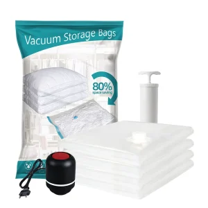 Travel Vacuum Compression Bags 6 Pack Waterproof Space Saver Bags for Suitcase Packing Hand Pump Included for Travel Camping