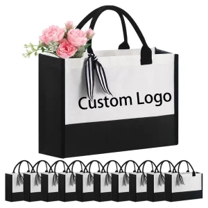 US Warehouse Personalized Classic Canvas Tote Bag Inside Zipper Pocket Grocery Tote DIY Gift for Wedding Plain Canvas Tote Bags