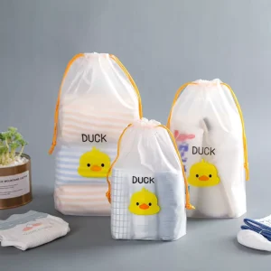 UniOne Durable Small Drawstring Bags Thickened Transparent Round Bottom Clothes Quilt Storage Packaging for Bedding