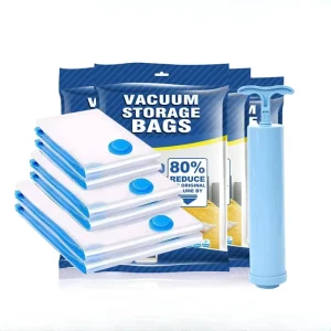 Vacuum Travel Bag Compression Storage Plastic Bag with Hand Pump Included