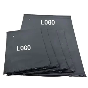 Various Size Black Matte Eco friendly Recyclable PE Resealable Slider Zipper Custom Logo Package Bags for Shoes