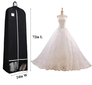 Waterproof Foldable Non-Woven Fabric Garment Cover with Clear Window Eco-Friendly Vintage Style for Wedding Dress Suit Storage