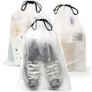 Waterproof Plastic Translucent Frosted Draw String Packaging 30*40cm Shoes Packing Pouch Bag With Drawstring for Outdoor Travel