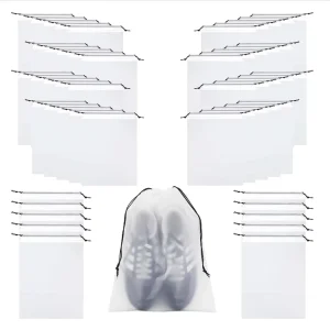 Waterproof Plastic Translucent Frosted Draw String Packaging Shoes Packing Pouch Bag With Drawstring for Outdoor Travel