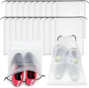Waterproof Water Proof Non Woven Satin Shoe Stockused Duffle Bag Smell Proof Dust Bag Drawstring For Shoes Custom Logo