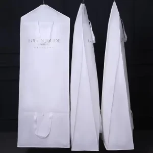 White Black Foldable Eco Friendly Extra Long Garment Bag with Custom Logo for Wedding Blazer Suit and Dress Packaging
