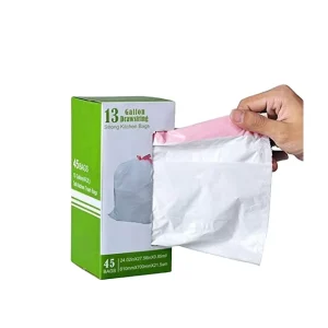 White Transparent PE Drawstring Disposable Plastic Garbage Bag for Kitchen Rubbish Cleaning Tools