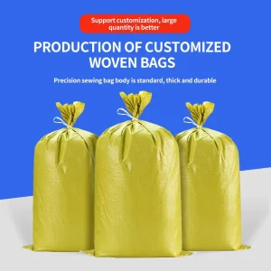 Yellow Woven Sack Polypropylene Packaging Bag for Rice Grain Feed Fertilizer Industrial Use