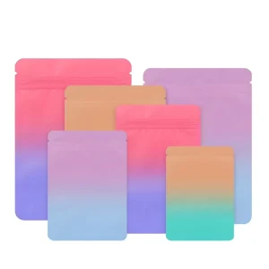 Ziplock Mylar Bag Mini Figures Matte Gradient Color Metalized Plastic Zipper Packaging Mystery Blind Bags for Small Business