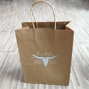 环保型定制印刷服装包装纸袋 带徽标的杂货纸袋和牛皮纸购物袋