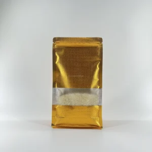 定制印刷塑料拉链袋金色包装站立式袋袋带拉链和清洁窗口
