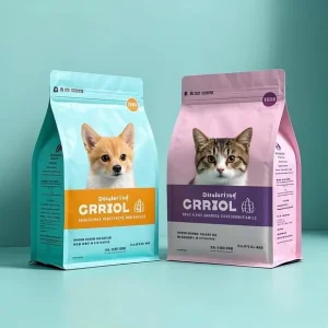 食品级聚乙烯塑料复合袋 定制平底直立袋，可重新密封拉链凹版印刷，用于宠物食品
