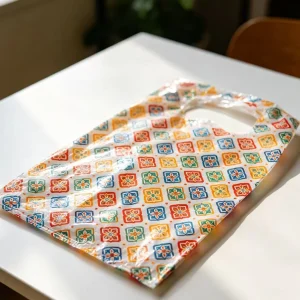 重型高密度聚乙烯印刷透明塑料袋，用于食品包装和服装袋