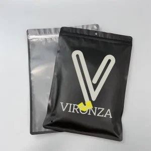 环保可重复使用定制印刷标志，带空气孔黑色t恤泳装品牌新型材料袋服装拉链袋